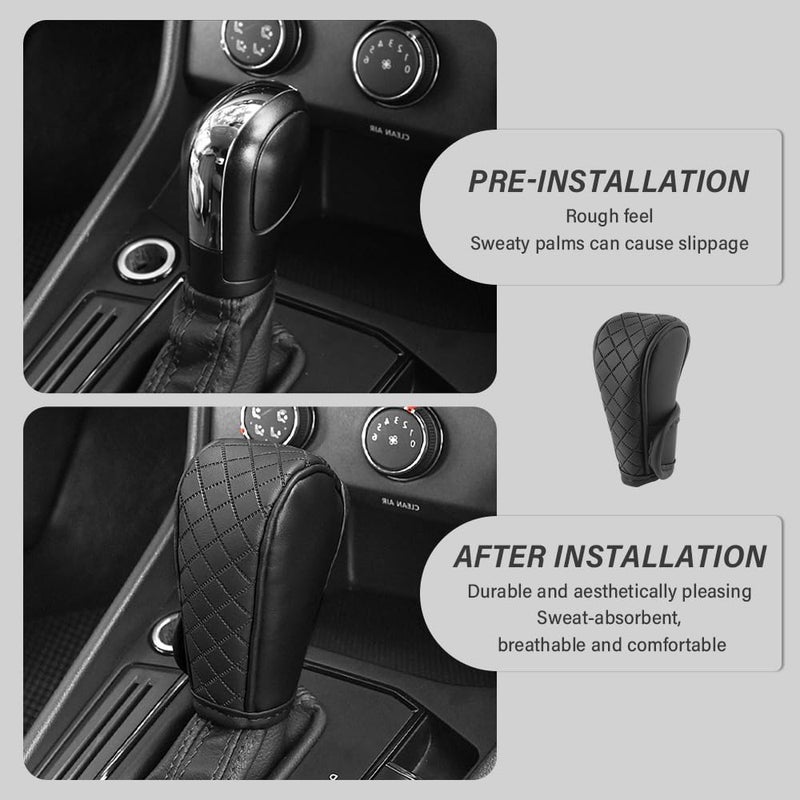 Stacool Leather Gear Shift Cover Diamond Embroidery Design,Durable Shift Knob Cover for Shift Lever Protection,Universal Car Gear Shift Cover Car Decorative Accessory Suitable for Cars,Trucks,SUVs (Black) - Image 3